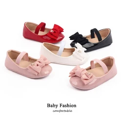 Scarpe da neonata Cute Bowknot Toe-covered Soft PU Mary Jane Shoes suola antiscivolo sandalo primavera estate per 0-6-12m Baby NewFashion