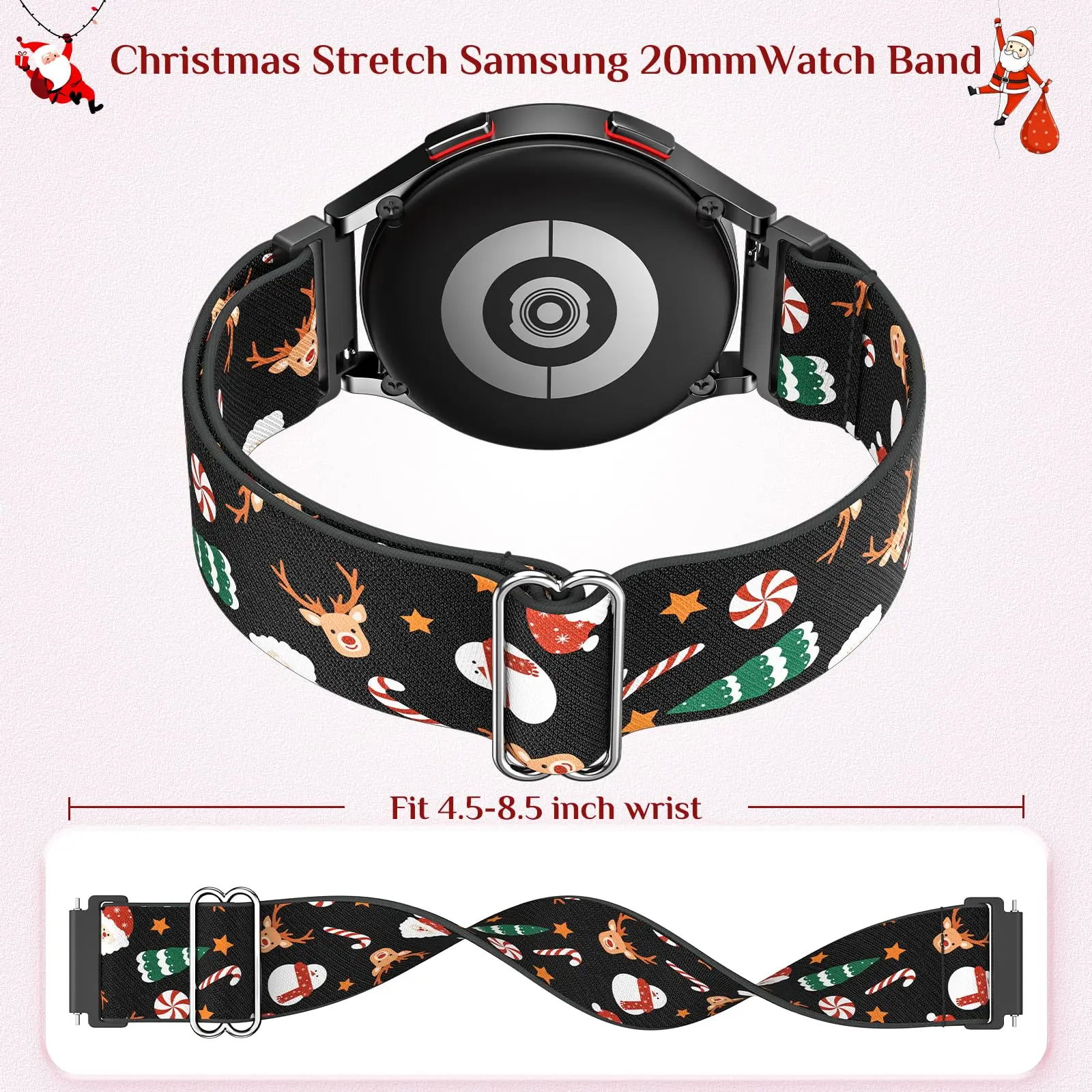 20 مللي متر عيد الميلاد النايلون الفرقة متوافق مع جالاكسي ساعة 7 6 5 4 FE الفرقة 40 مللي متر 44 مللي متر 5 برو 45 مللي متر لساعة جالاكسي 6 4 الكلاسيكية 47 مللي متر