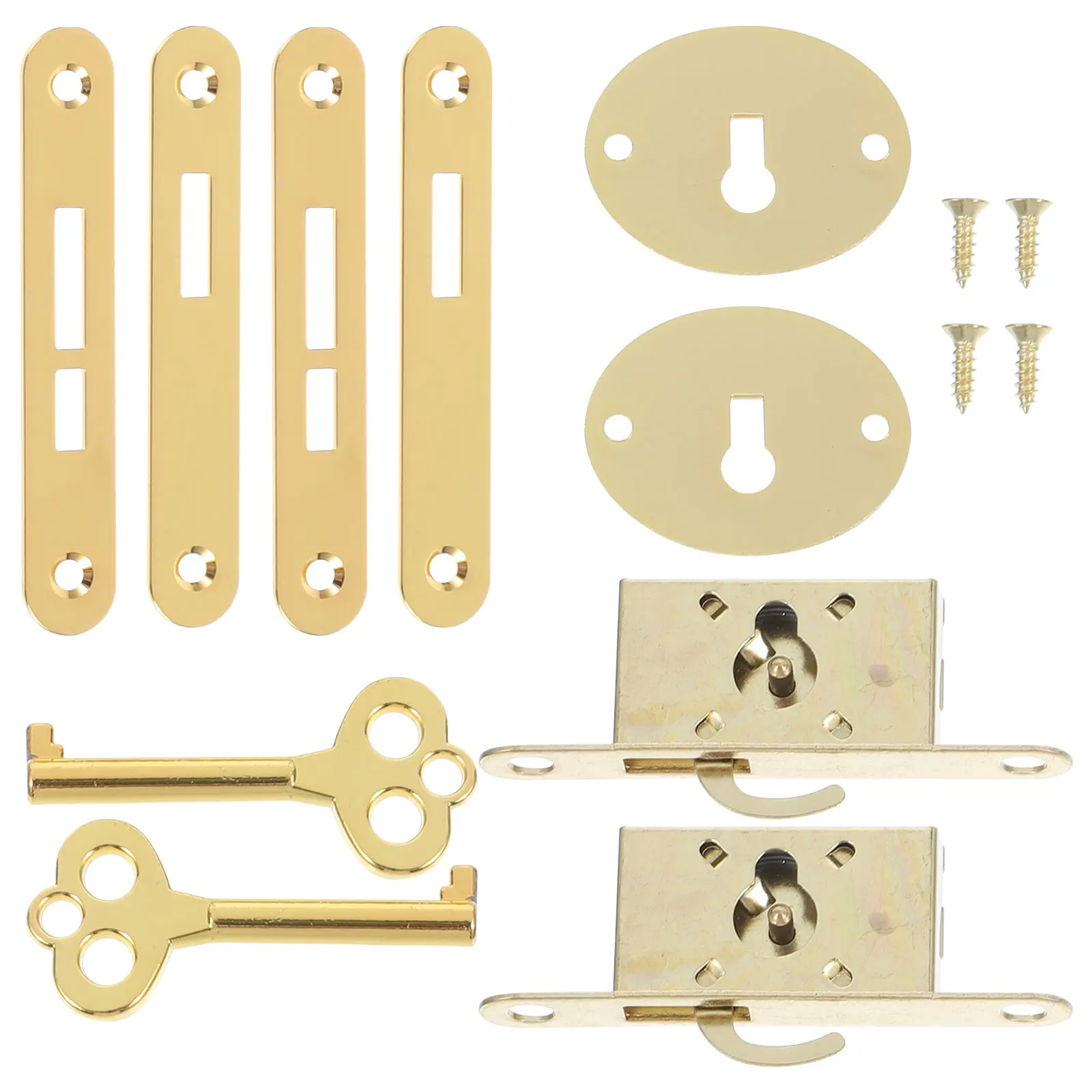 

2 Sets Invisible Locks Hardware Accessories Zinc Alloy Mini Locks with Key Wooden Box Vintage Cabinet Locker Storage Box