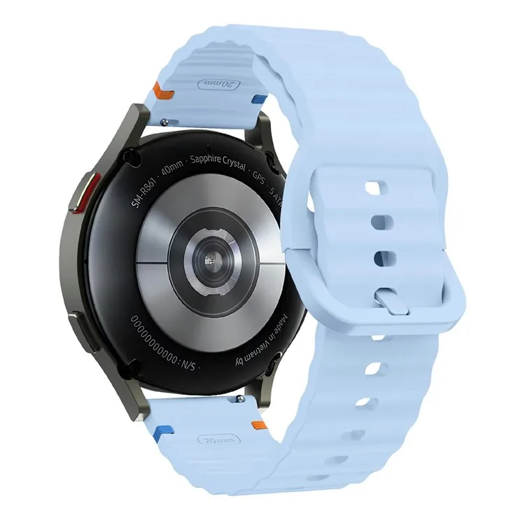 

22mm Watch Band for Samsung Galaxy Watch3 45mm / Watch 46m / Huawei Watch GT 46mm Wavy Pattern Silicone Strap - Baby Blue
