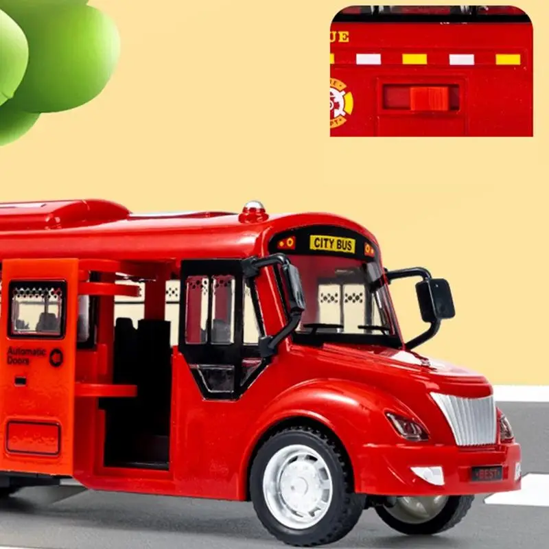 City Bus Toy Large Vehicles Model Toy Educational City Stagecoach Buses Electric Bus Toy With Music And Light Openable Doors For