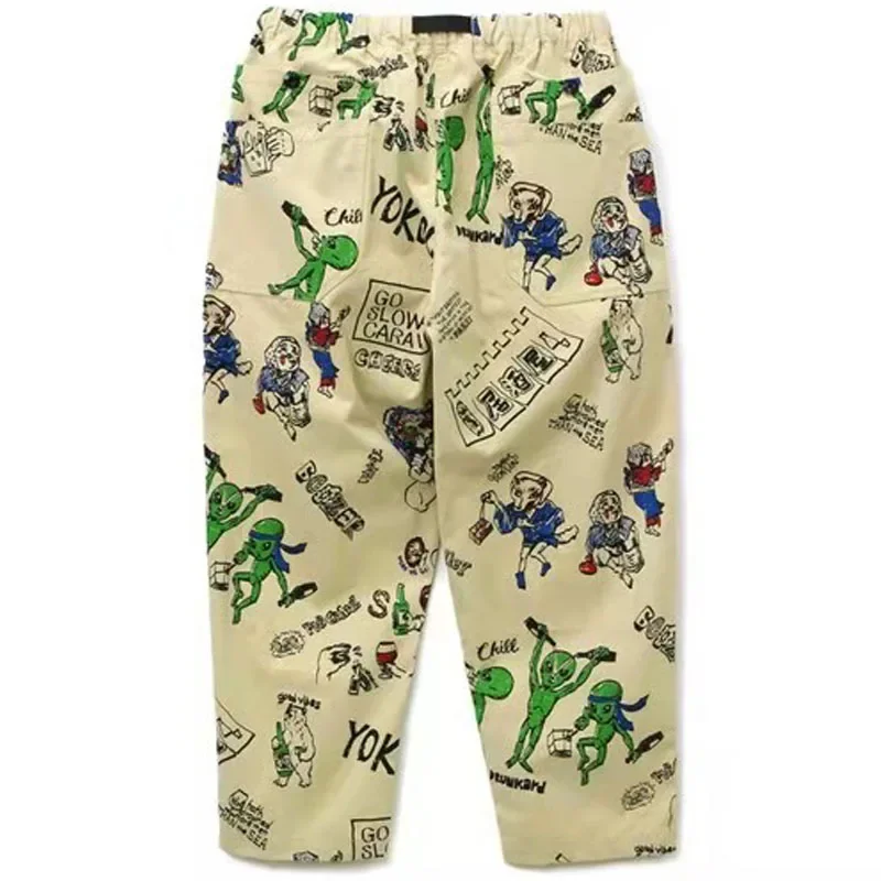 GO SLOW CARAVAN Japanese Trendy Brand Popular Print Wide Pine Mountain Functional Belt Pants Men New Arrival Trousers