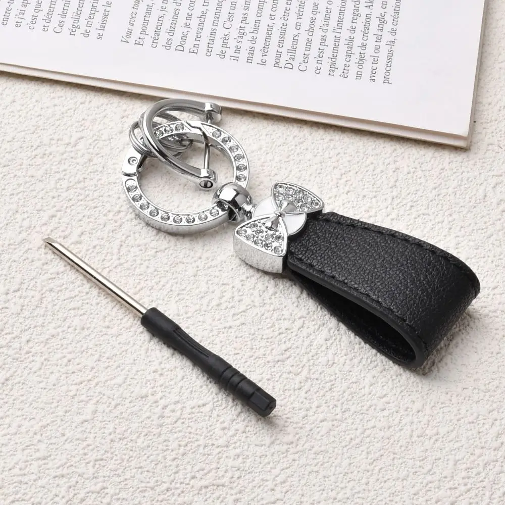 Schlüsselhalter Luxus Echtleder Schlüsselanhänger Matte Schnalle Damenhandtasche Modedekoration Leder Autoschlüsselanhänger Schlüsselring Anhänger – Detail 8