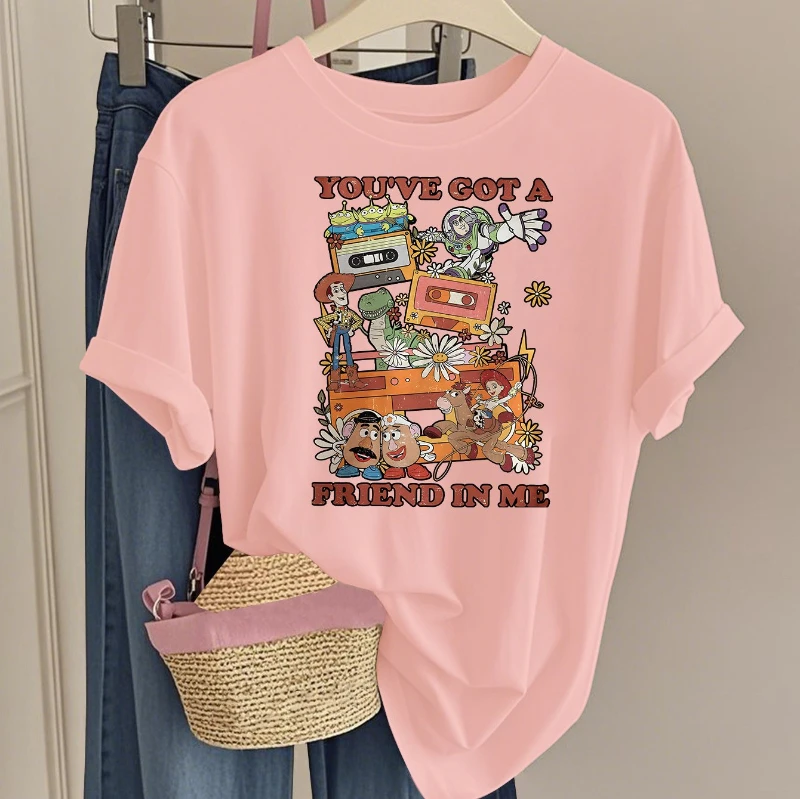 T-shirt modello Disney Toy Story da donna Buzz Lightyear e Woody "You Have Friends By My Side", top casual a maniche corte