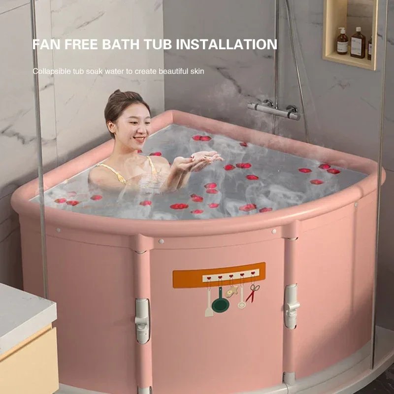 Triangle Portable Collapsible Bath Bucket Bathtub Large Capacity Home Ice Bath Winter Shower Bathing Artifact Free Installation