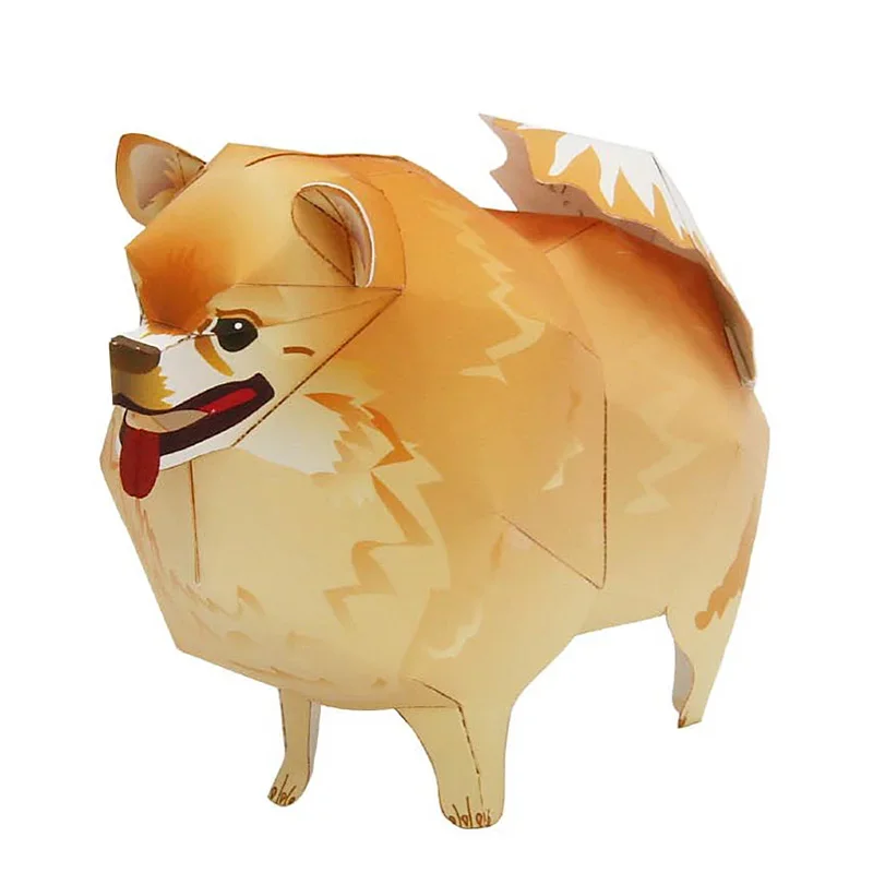 Perro Pomerania plegable Origami Art Mini lindo modelo de papel 3D Papercraft mascota Animal DIY niños adultos juguetes artesanales hechos a mano QD-013