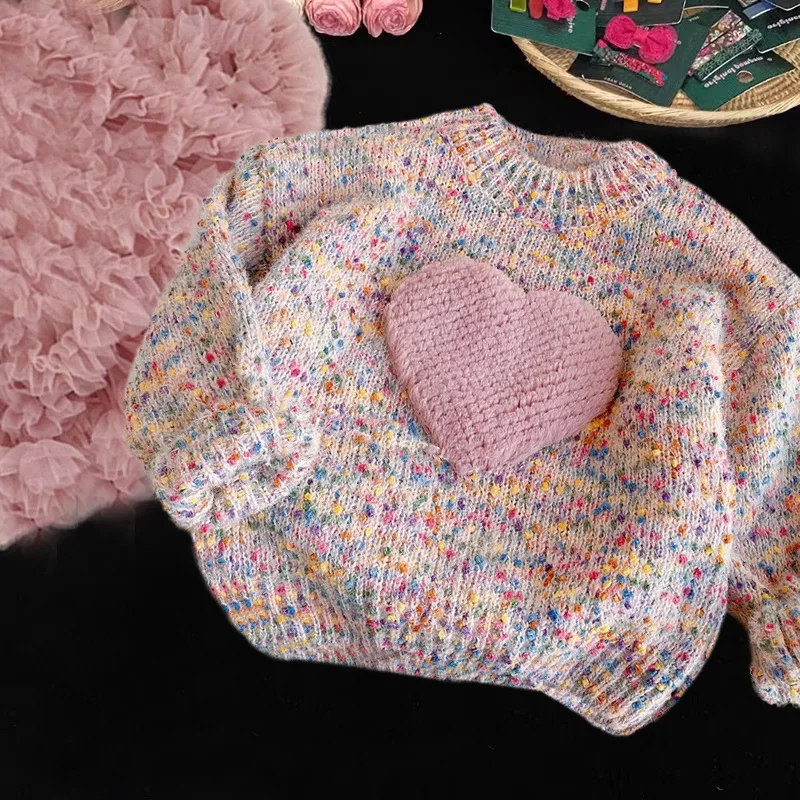 

Girl's Cardigan Sweater Coat2024Children's Autumn Clothing Fashionable Sweater Fashionable Comfortable Top
