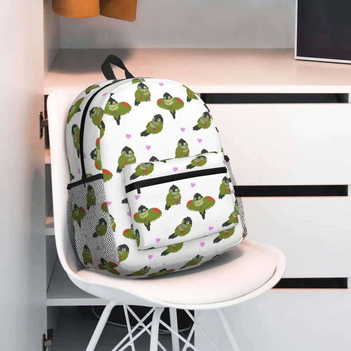 

Черный рюкзак Conure Parakeet Kawaii с иллюстрацией, рюкзак большой вместимости, школьная сумка, сумки на плечо для мужчин и женщин