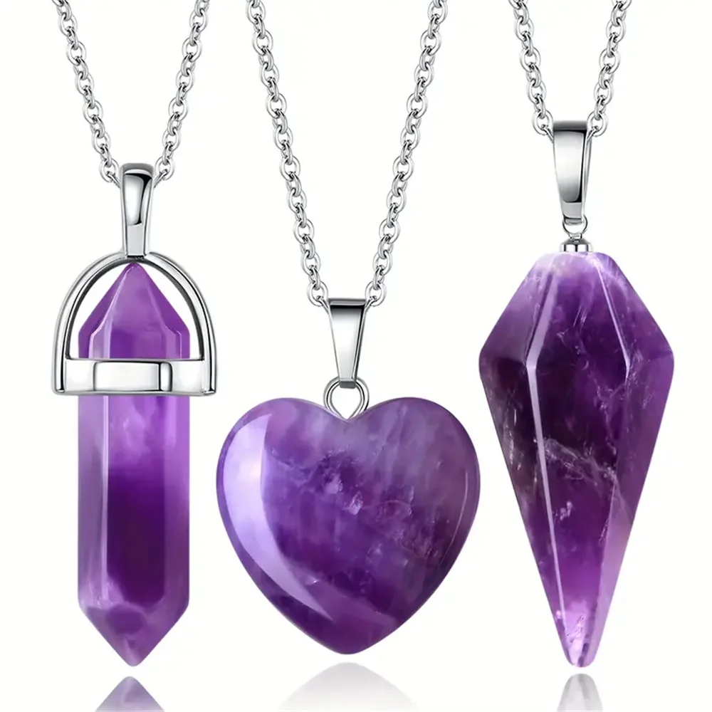 Clearance_3pcs Crystal Agate Necklace Set Perfect Gift for Girlfriend Sister Mom More Psychedelic Witchcraft Hexagonal_Continuou image 3