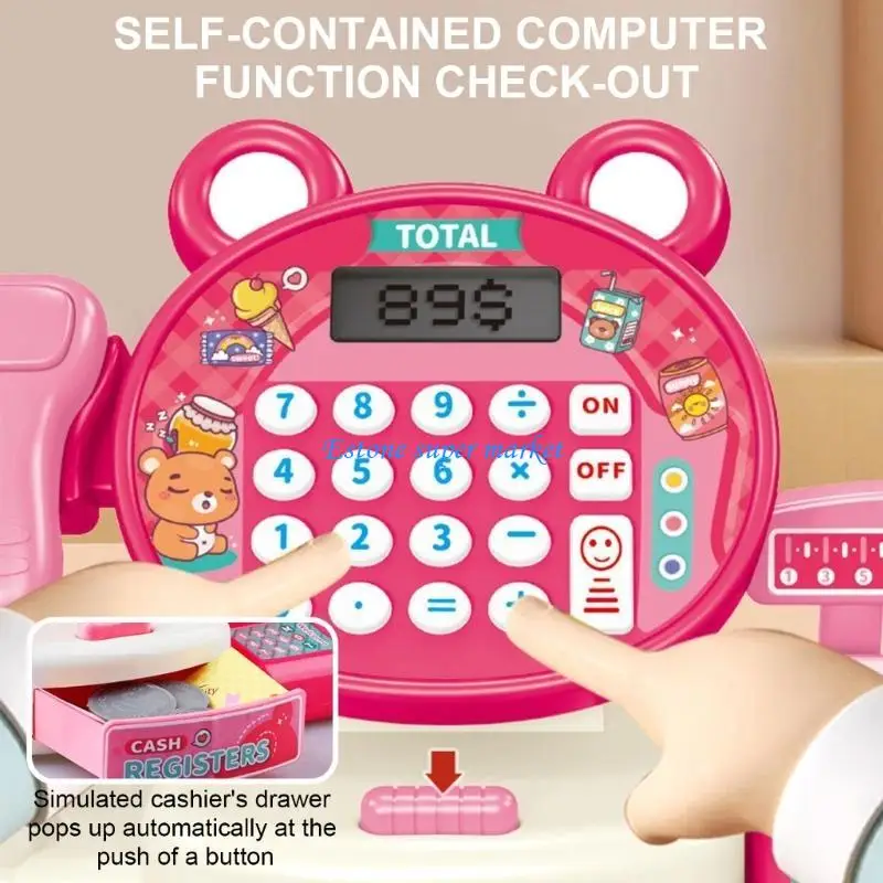 090B Early Learning Realistic Cash Register Toy Equipped with Interactive Functions Encourages Role Playing Math Learning Toy