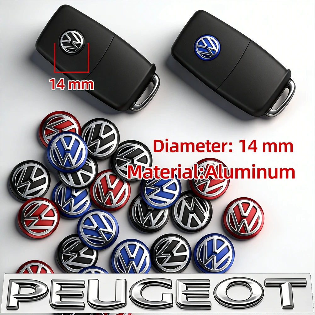 5/10 Stück 14MM Auto-Fernbedienungsschlüssel-Emblem Metall-Logo-Aufkleber für VW GTI Polo Golf Passat Tiguan Arteon Touareg CC Taigo Caddy Je – Detail 4