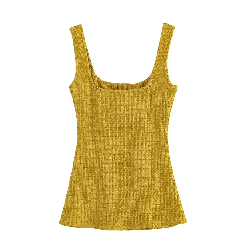 

Summer 2025 Women's Faion Button Decorated Wide oulder Strap Square Collar Svel T-irt Quali Material New Arrival
