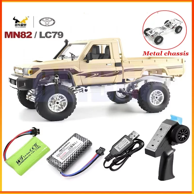 Metal MN82 1:12 Retro Rc Cars with LED Lights Full-scale Simulation LC79 Professional 4WD Remote Control Pickup Truck Model Toys