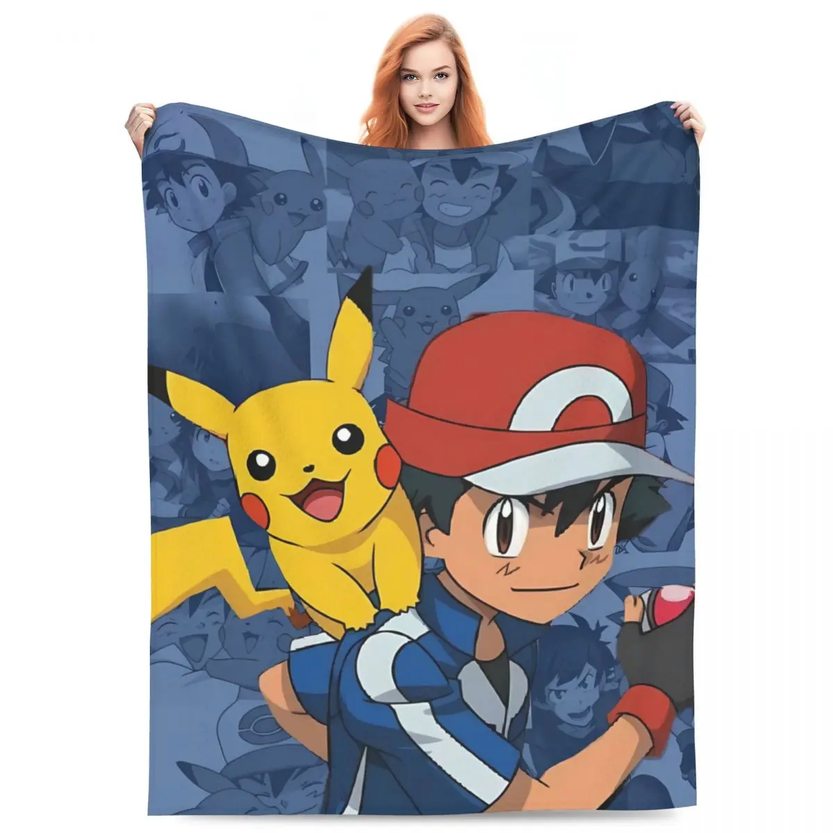 Pikachu Soft Warm Blankets Travel Office Plush Throw Blanket Fluffy Couch Chair Flannel Bedspread Sofa Bed Cover