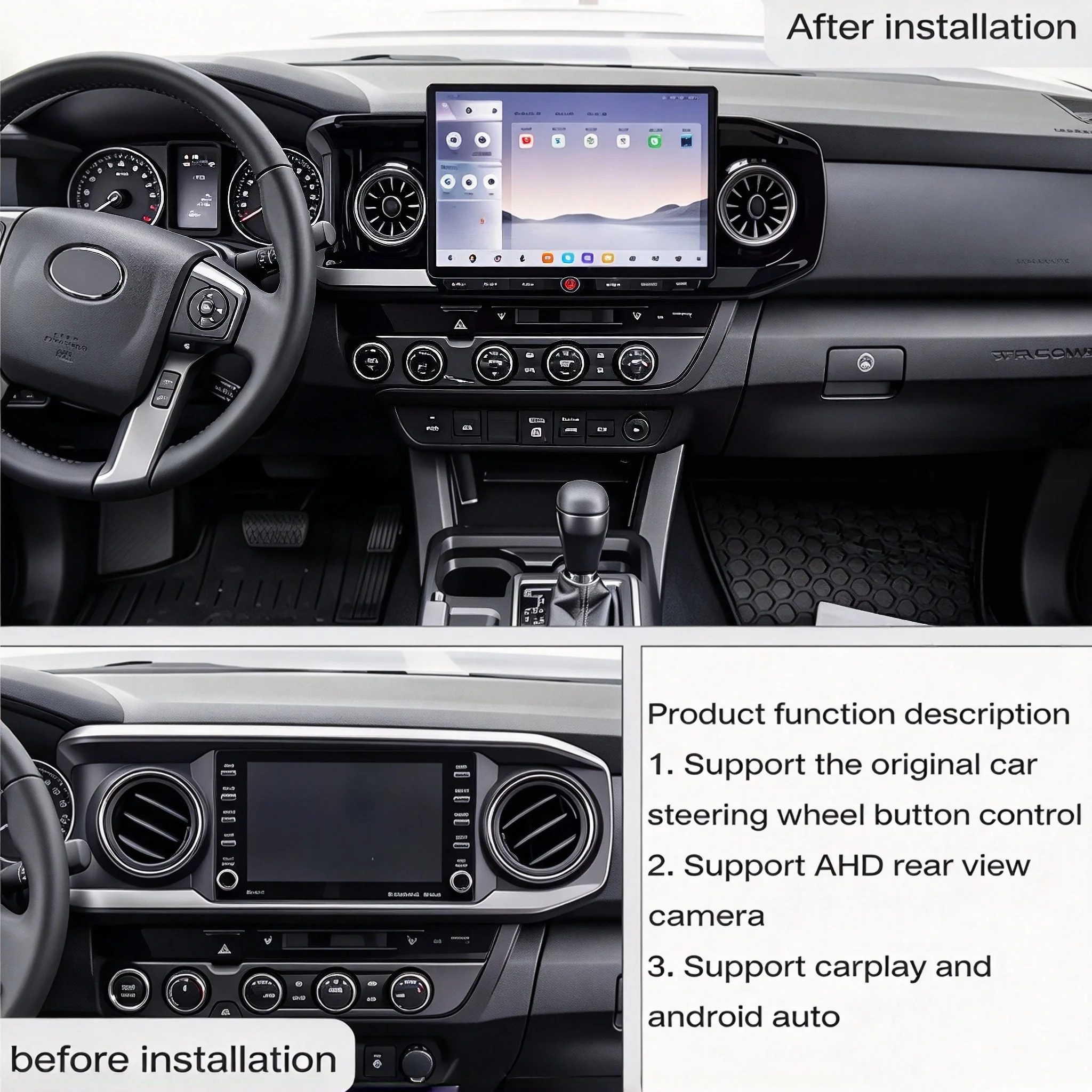 12.5INCH Android 15 Multimídia Video Player Carplay Car Radio For Toyota Tacoma 2016-2023 RDS BT 4G WIFI Navigation Stereo HU