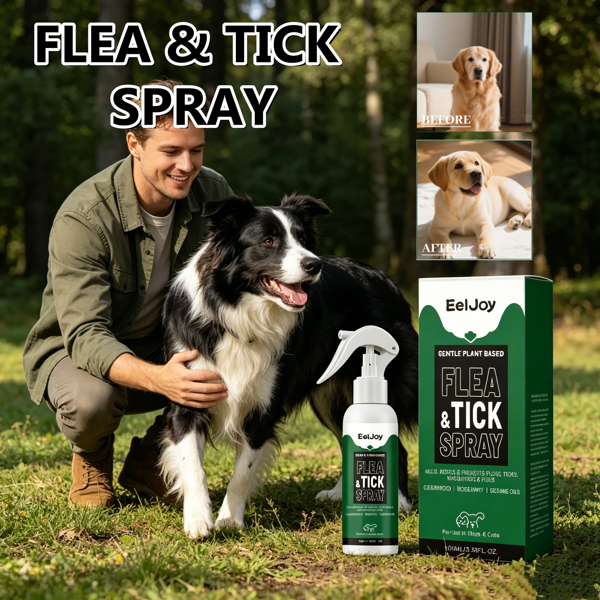 Spray Repelente de Pulgas y Garrapatas para Perros y Gatos, Protección del Pelaje, Solución para el Control de Parásitos en Mascotas, Cuidado Calmante para Mascotas, Spray Natural Antiinsectos para Mascotas