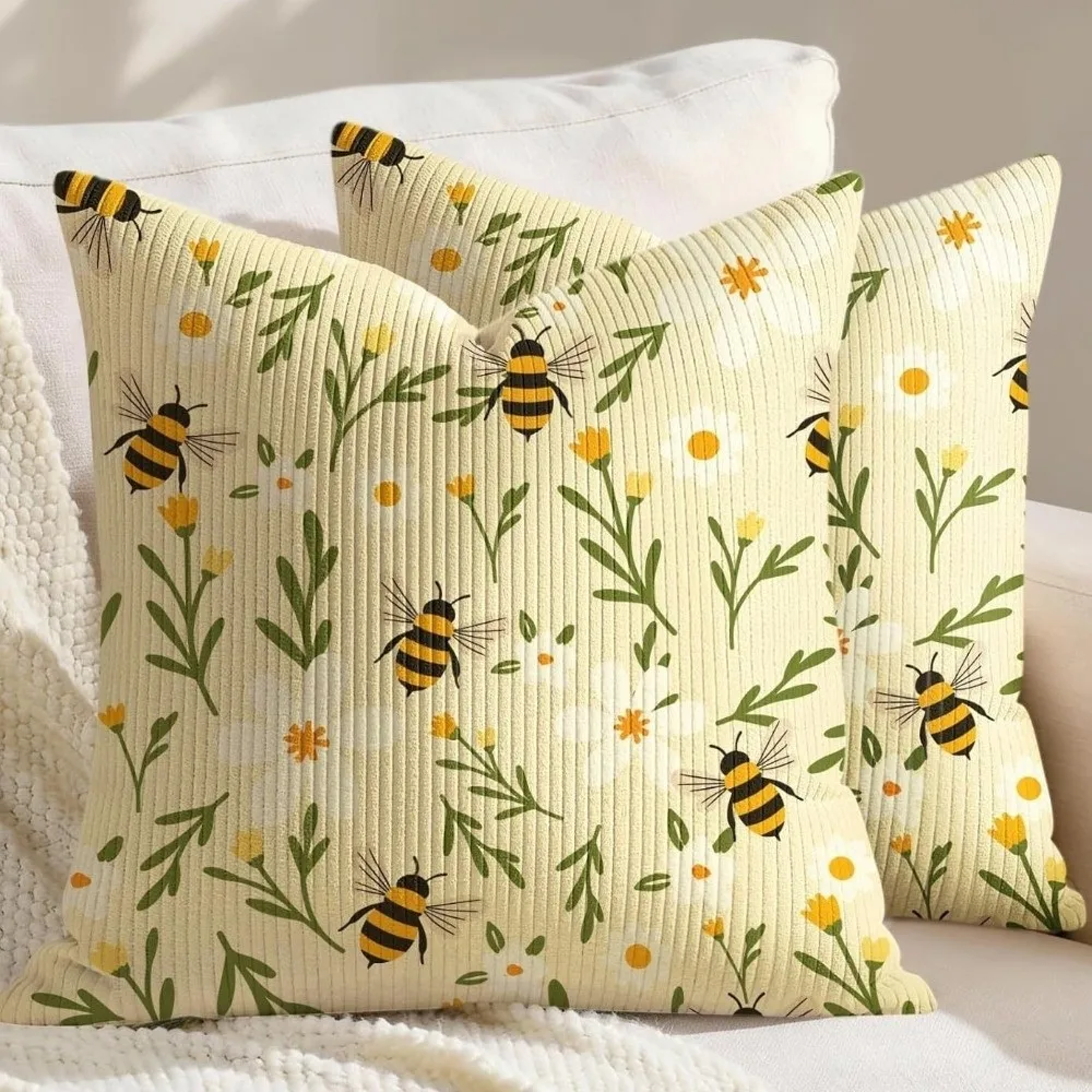 New Floral Pattern Throw Pillow Cover 18x18in Soft Cottage Pillowcase Double Side Zipper Farmhouse Pillow Cover Bedroom Decor