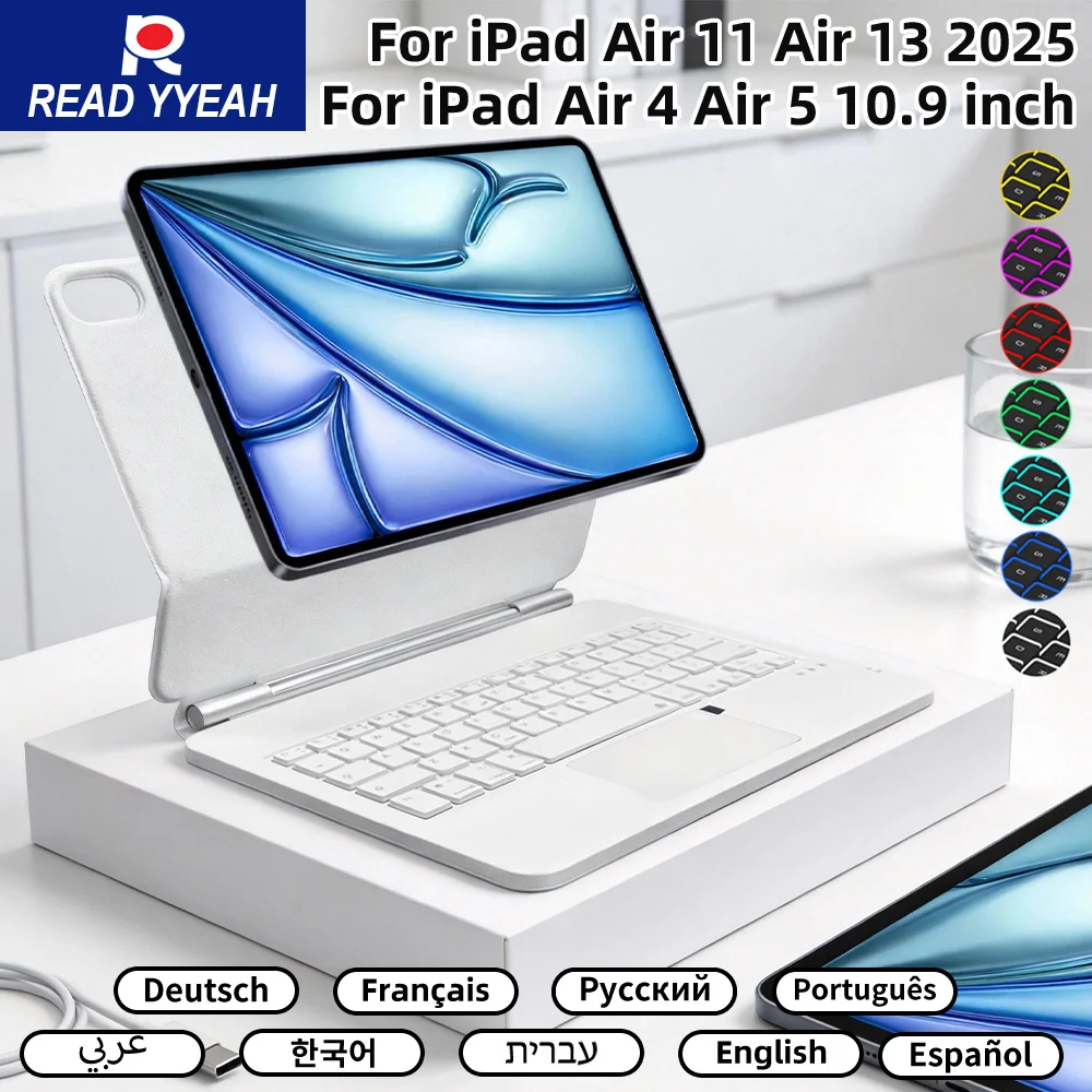 

New Magic Bluetooth Keyboard Case for iPad Pro 11 inch 12.9" M2 13 M4 Air 4th 5th iPad 10/11th Smart Cover Multi-touch Magnetic