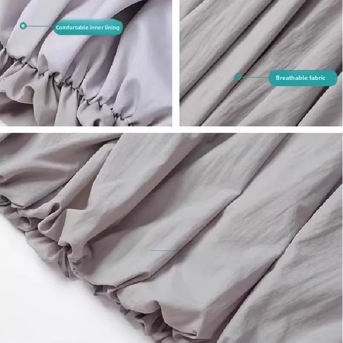 Puffy A-Lineกระโปรงผู้หญิงดอกไม้สีขาวBud Design Senseจีบกระโปรงยาวขนาดเล็กเอวสูงเกาหลีSleเดินทาง