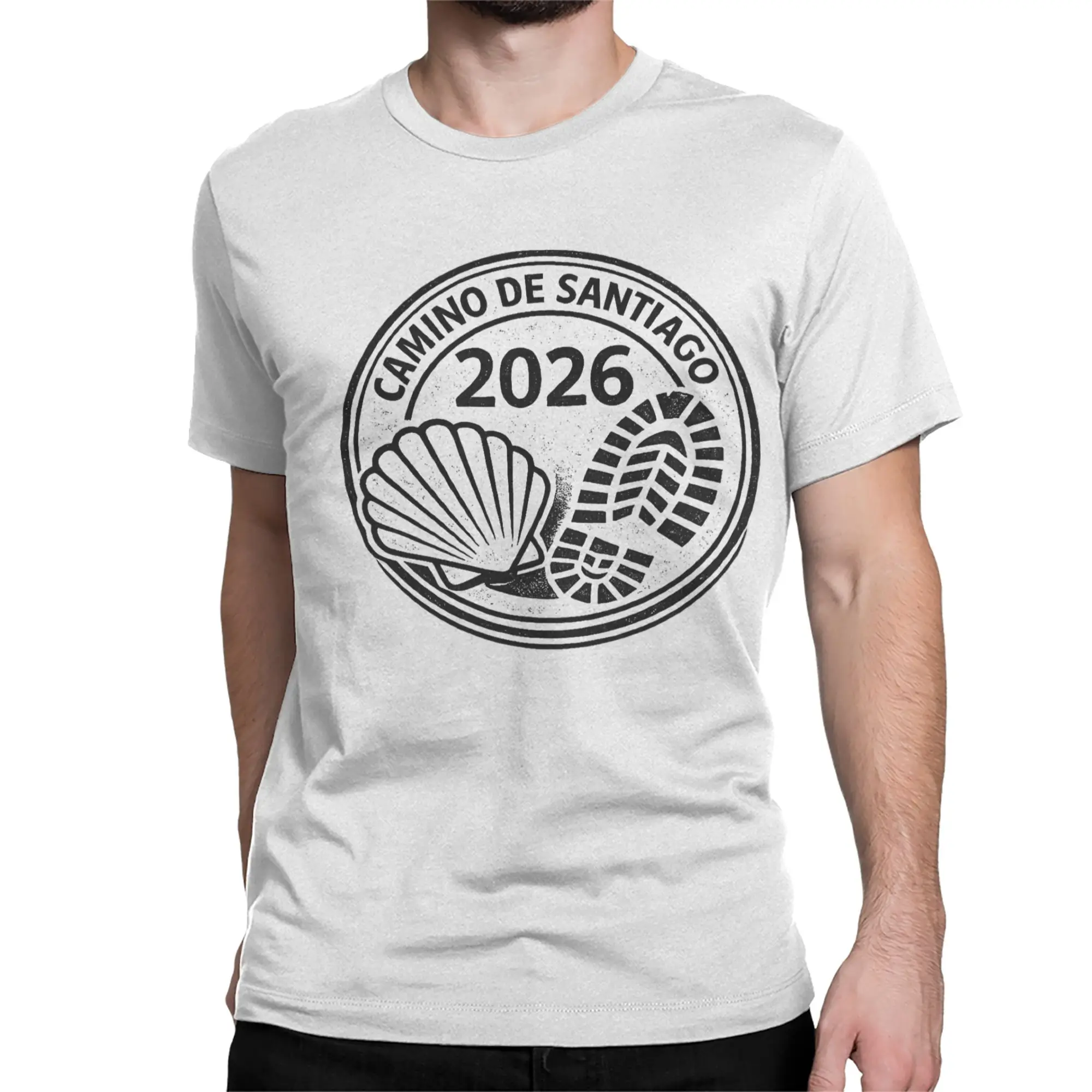 Men Women's Camino de Santiago 2026 Pilgrim Stamp T Shirt  Cotton Clothes Funny Short Sleeve O Neck Tees 6XL T-Shirts