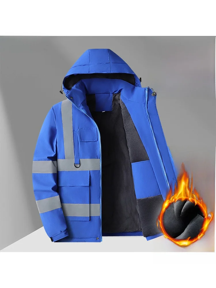2025年冬用サーマルコットンジャケット-メンズ-取り外し可能な帽子付き-建設現場作業服-釣り用アウター-プリント入りポリエステル繊維