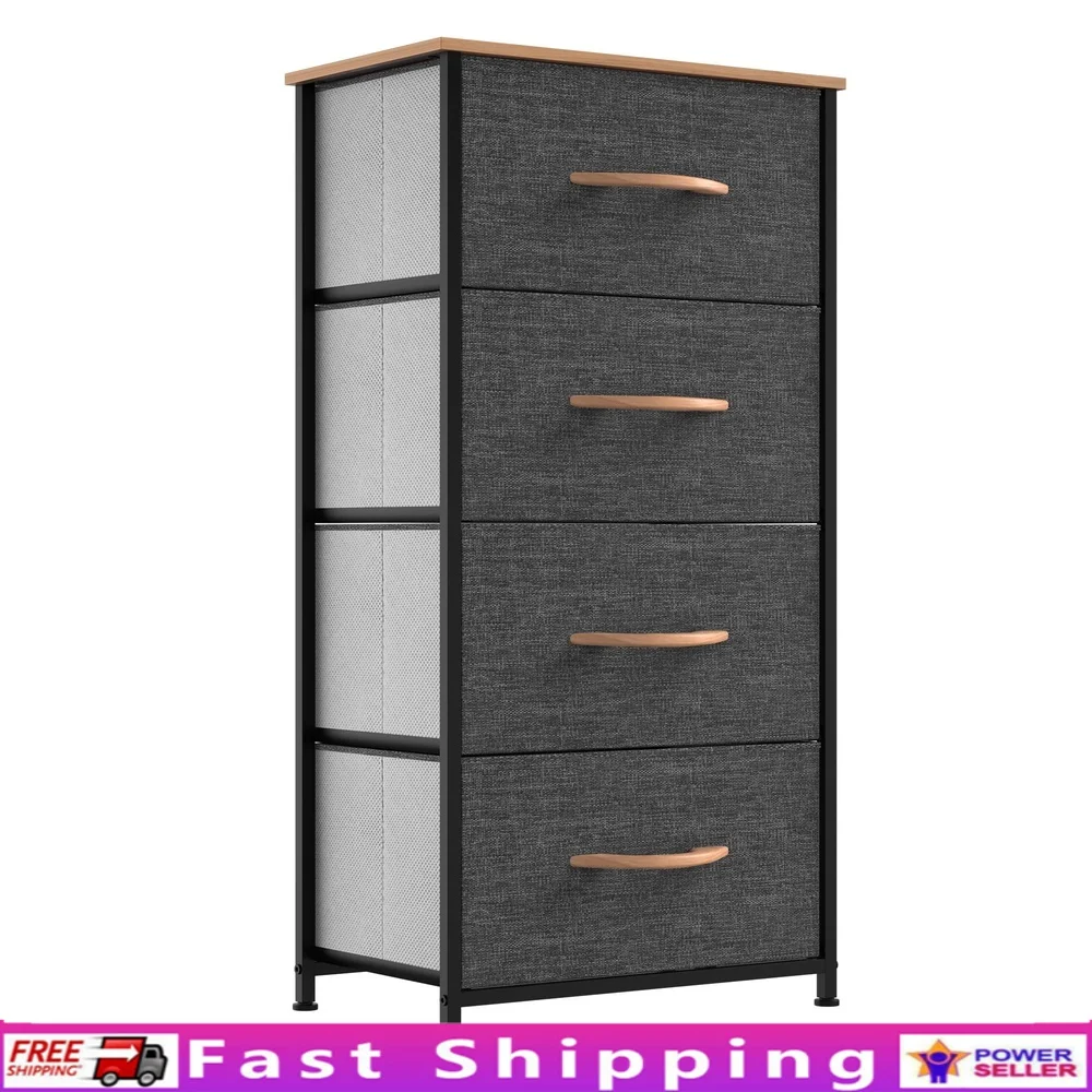 

4-Drawer Fabric Dresser Storage Organizer Bedroom Office Compact Design with Removable Drawers Easy Assembly Modern Look