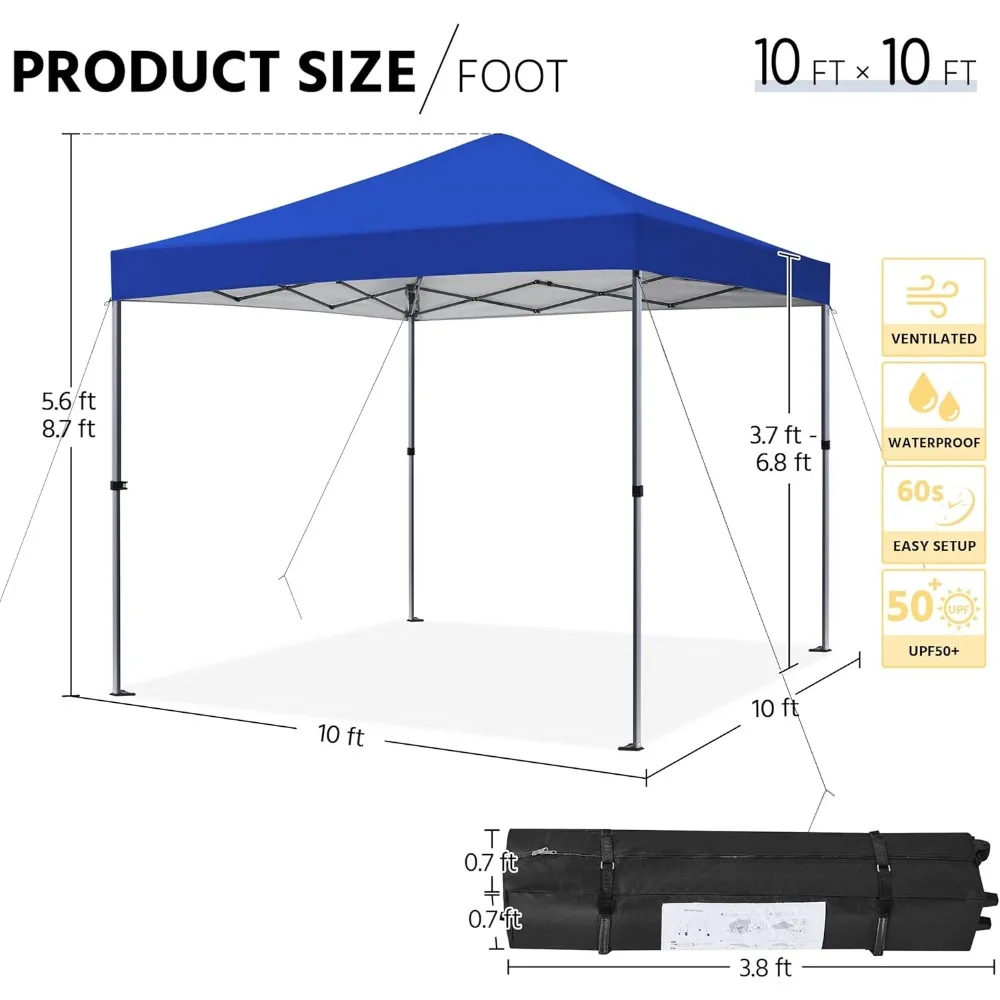 Tenda a baldacchino Pop-Up per installazione di 1 persona 10x10, tenda a baldacchino commerciale portatile istantanea, Gazebo da esterno con pulsante a 1 pulsante