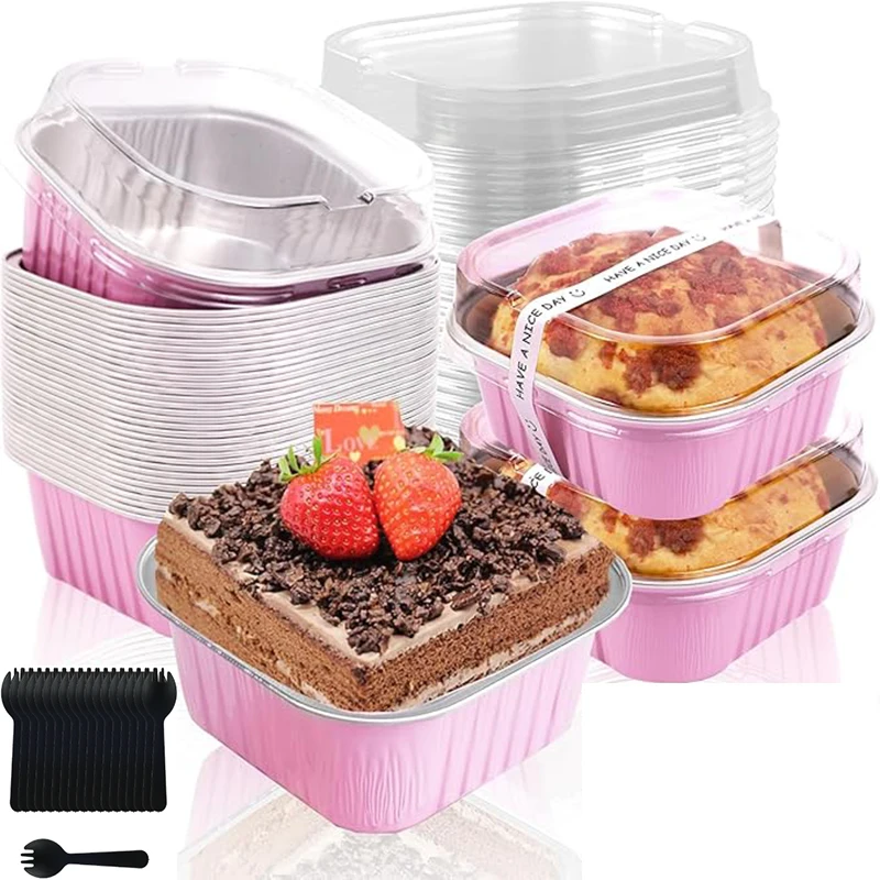 50 pçs cupcake pan folha de alumínio muffin copos ramekins mini bolo brownie assadeiras cupcake forros muffin estanho cozinha assadeiras
