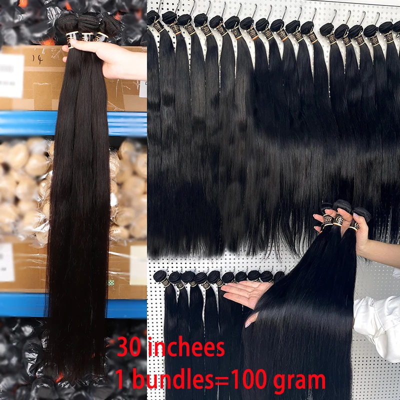 Sophia Straight Brésilien Remy Bundles de Cheveux Humains, Cheveux Bruts, Extensions de Cheveux 3/4 Humains, Tissage, 30 ", 40", 100% Pcs