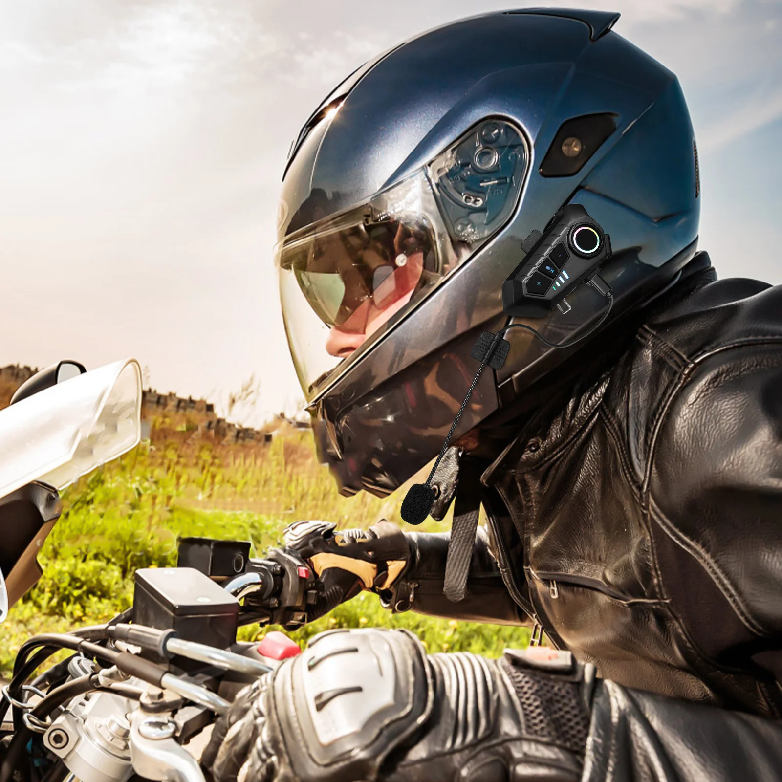 

Motorcycle Headset Ipx6 Waterproof Long Dual Music Call Motorbike Speaker