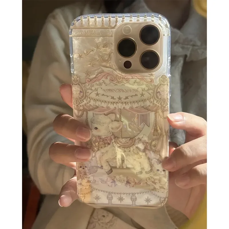 Dreamy Cartoon Lamb Carousel Shining Phone Case For iPhone 1