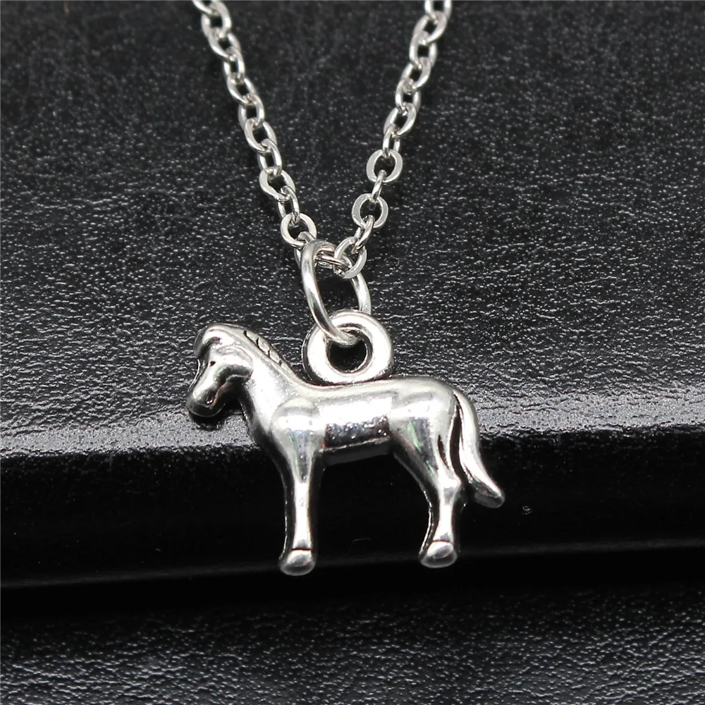 Simple Classic Fashion 18x14mm Antique Silver Color Horse Pendant Girl Women Short Chain Necklaces Choker Necklace