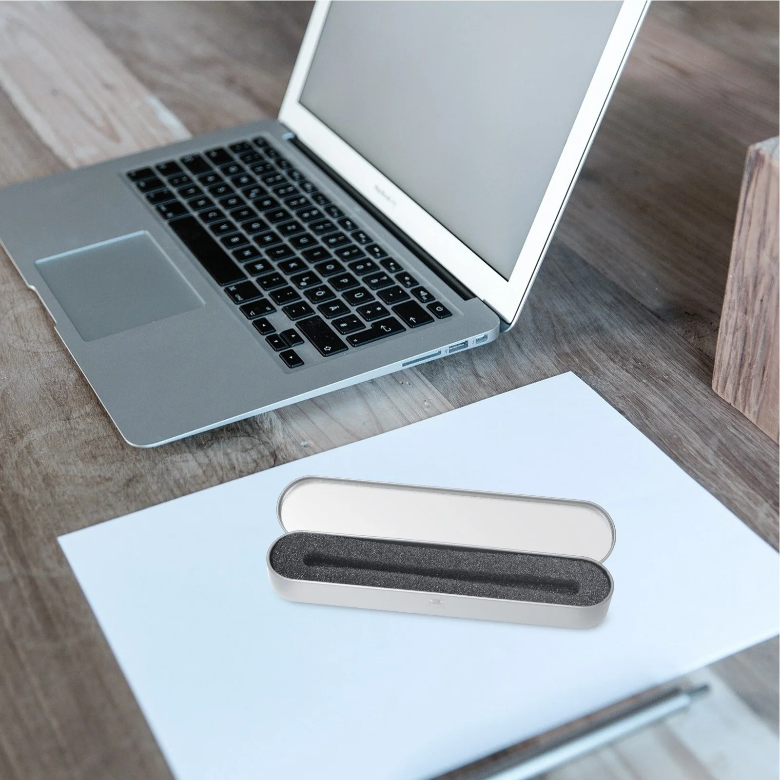 

4 pcs Metal Pen Box Silver Square Tinplate Storage Container For Pens Lightweight Waterproof Organizer Gift Case