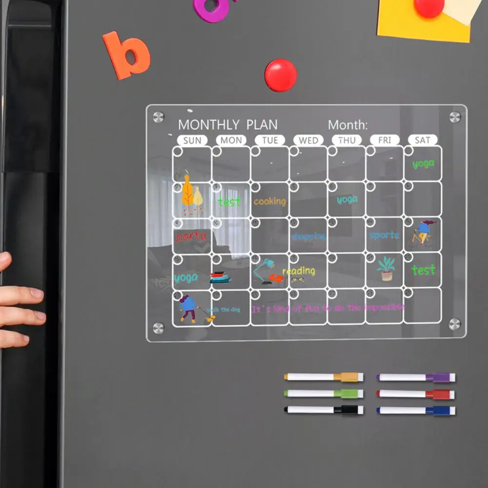 Acrylic Magnetic Calendar Fridge Calendar Whiteboard Magnetic Calendar Whiteboard Acrylic Dry-erase Refrigerator Family Monthly
