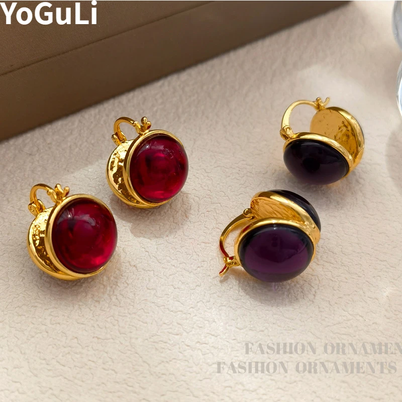Trendy Jewelry Vintage Temperament Glass Earrings For Women Party Gifts Simply Design Ear Accessories 2023 Trend New Hot Sale