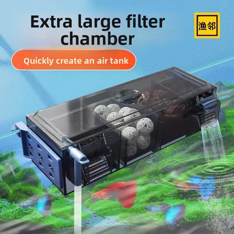 

Настенный аквариумный фильтр Tee-In-One с аэратором, верхний фильтр для черепах, проточный фильтр-бокс, насос-очиститель воды для аквариума