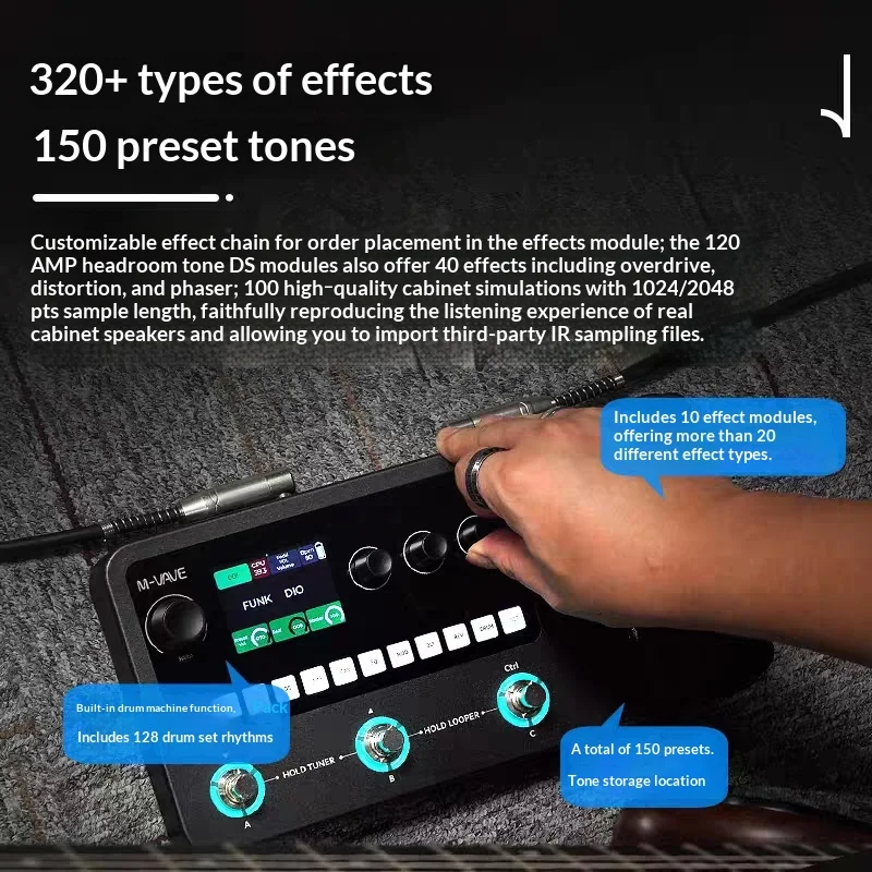 M-VAVE MK-20 Electric Guitar Integrated Effect Device Bass Loop Sentence Loop Sound Card Drum Machine Accompaniment Device