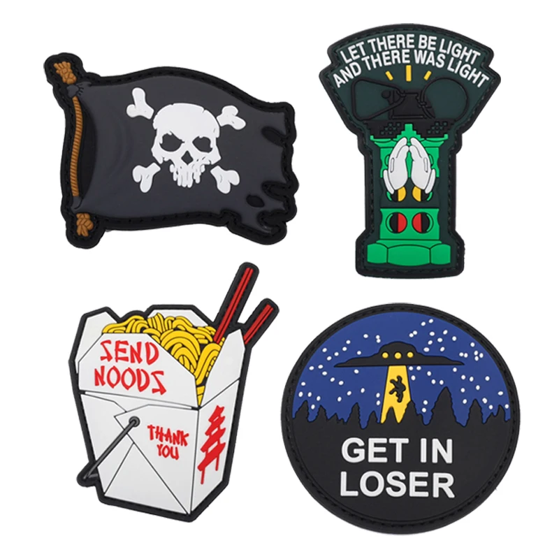Pirate Flag Noodles Alien 3D PVC Tactical Luminous Patch Stereoscopic Hook Backing Morale Chapter Outdoor Backpack Rubber Badge