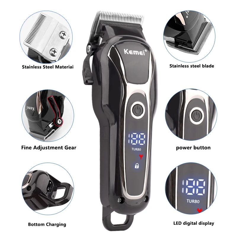 High Quality Professional kemei Electric Hair Clippers For Salon Barber Hair Trimmer KEMEI KM-1990 Rechargeable