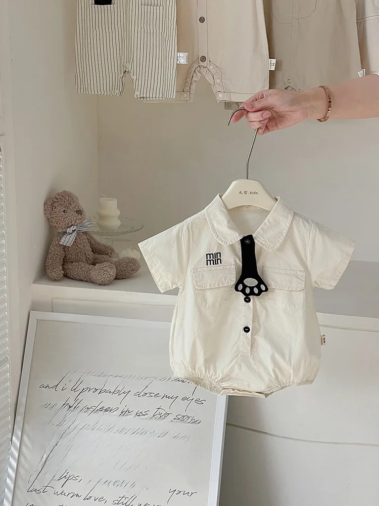 

xinfefei Baby Outfit Summer Trendy ex Rer Clothes Cotton Breathable Diaper Cover Girl Boy Newborn Going out Suit