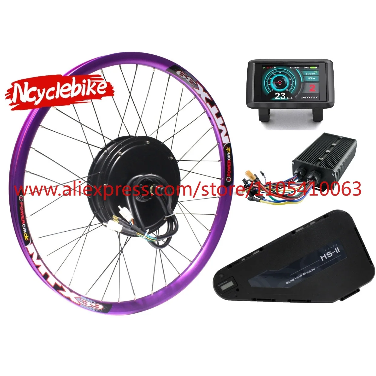 MTX Ebike Kit Throttle UKC1 Monitor 1000w 1500w 2000w 3000w Ebike Conversion Kit with Triangle Battery Optional
