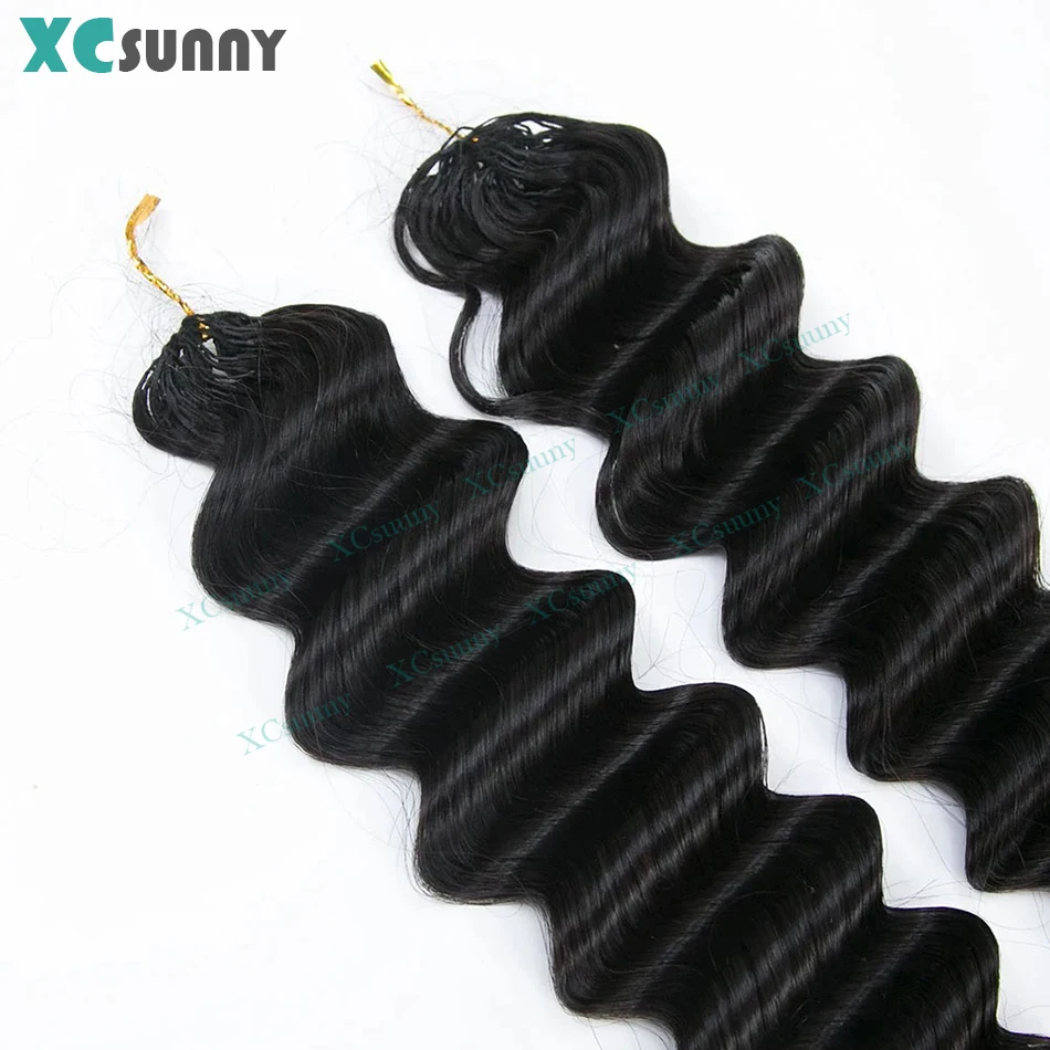 موجة عميقة ريشة الكروشيه الشعر البشري غير مرئية Knotless الكروشيه وصلات شعر بشري مع سلسلة في الأوسط قبل فصل #6