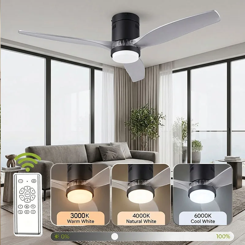 

52 inch ceiling fan light transparent blade variable frequency intelligent fan light living room dining room bedroom ceiling fan