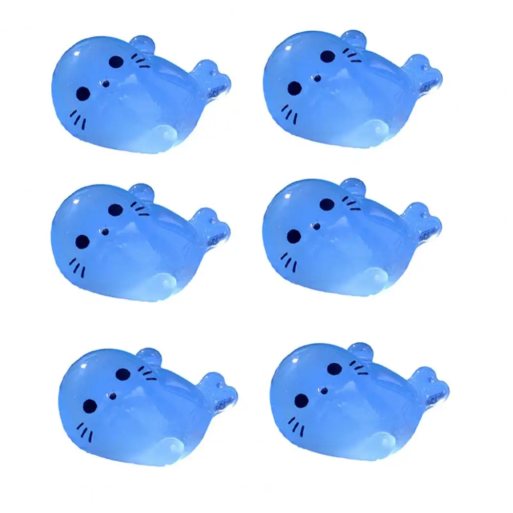 Glow Dark Seal Cute Seal Figurine 6pcs Miniature Seal Ornaments with Light Durable Resin Figures Cute Shape Decorative for Home
