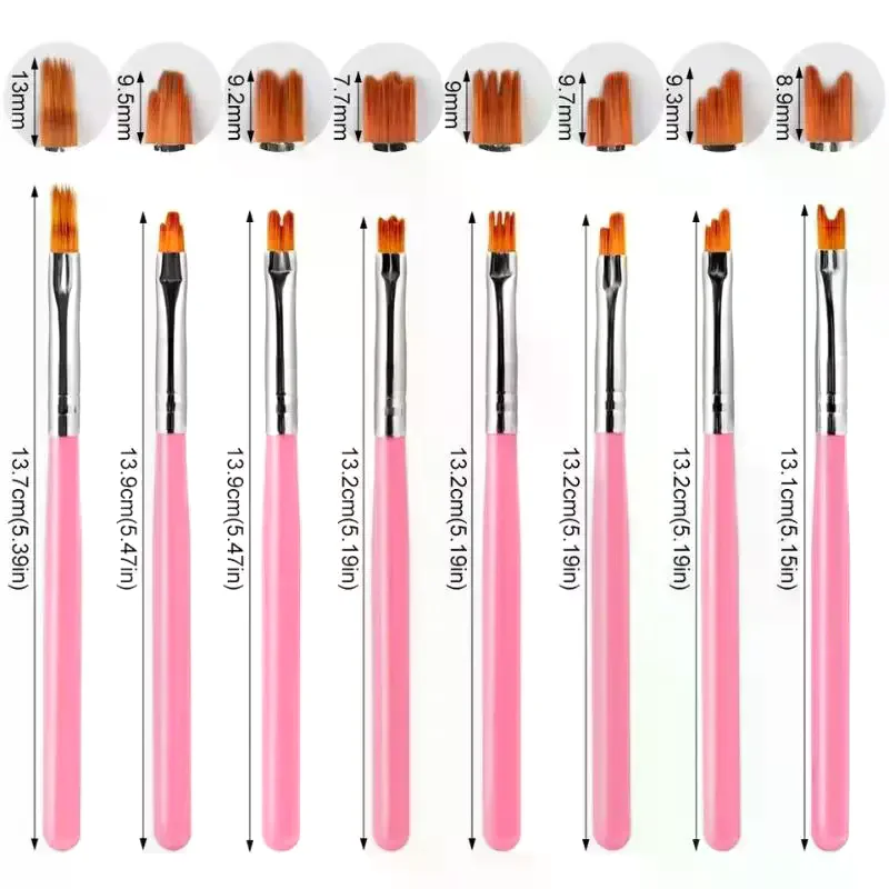 8本セット 斜めグラデーション スマッジネイル フラワードローイング サウトゥースペン 多機能ミックスシェイプ 花びらペイント ジェルネイルアートブラシ
