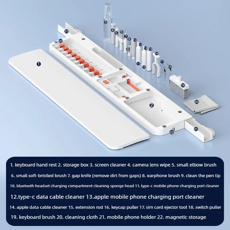 متعددة الوظائف طقم التنظيف الرقمي لوحة المفاتيح الهاتف كاميرا الكمبيوتر سماعة فرشاة نظافة مجمع الغبار لوحة المفاتيح وسادة مسند المعصم