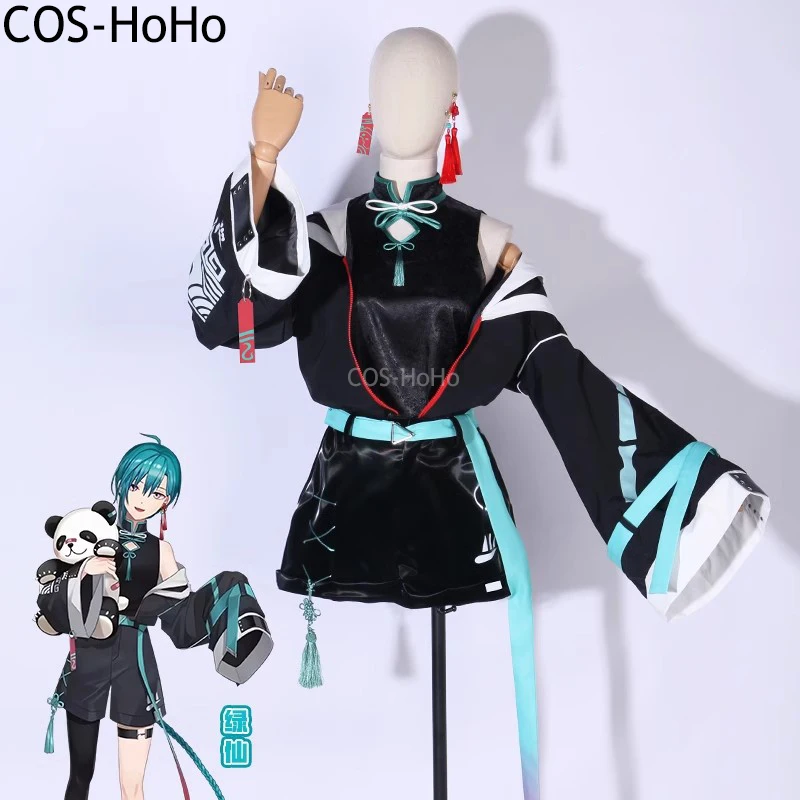 COS-HoHo Vtuber Ryuu Shen Game Suit Lovely Uniform Cosplay Costume Halloween Carnival Party Role Play Outfit Unisex