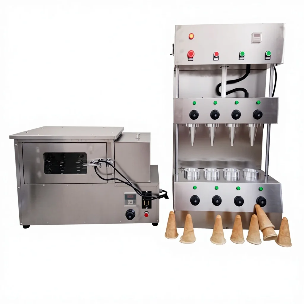 

-oo Automatic Mini DIY Edible Soft Waffle Wafer Biscuit Cup Ice Cream Cone Maker Pizza Cone Production Line for Trade