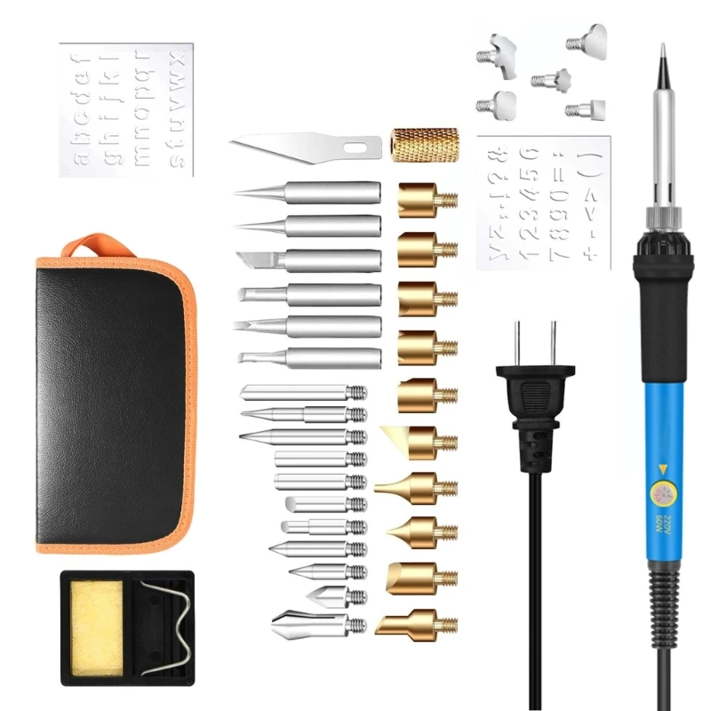 

Soldering Iron Set 60W LED Soldering Iron with Adjustable Locked Temperatures 200°C-450°C Soldering Set for Engraving Dropship