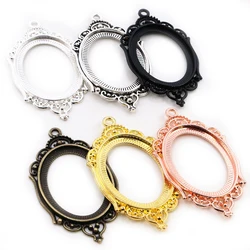 New Fashion  5pcs 30x40mm Inner Size 6 Colors Pierced Style Cabochon Base Setting Charms Pendant for DIY Jewelry Making